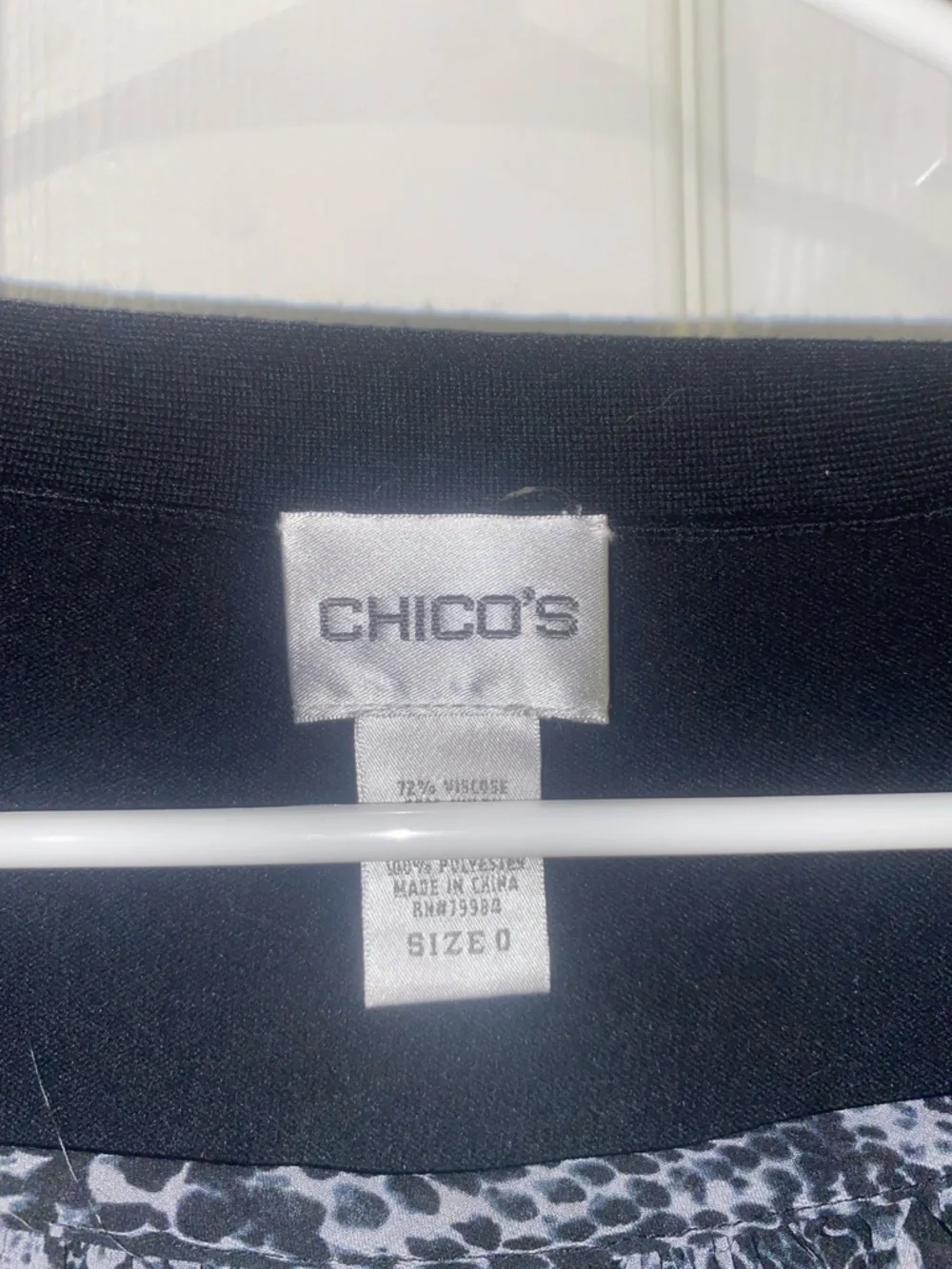 Chico's Black Cardigan with Gray Patterned Ruffle Panel - Picture 2 of 5
